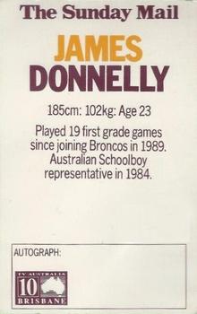 1990 Streets Brisbane Broncos #NNO James Donnelly Back